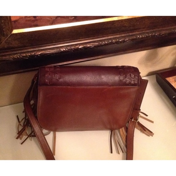 NWT Fossil Women’s Brown Leather Fringe Saddle Crossbody Bag - Picture 8 of 11